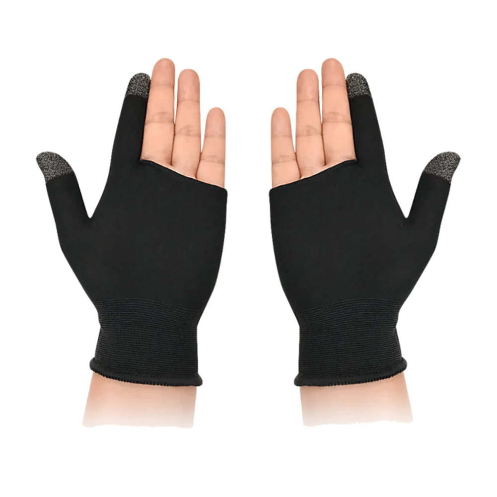 1 Pair Finger Sleeve Sweatproof Breathable Sensitive Gaming Touch Screen Fingertips Cover Thumb Gloves for PUBG Mobile Game