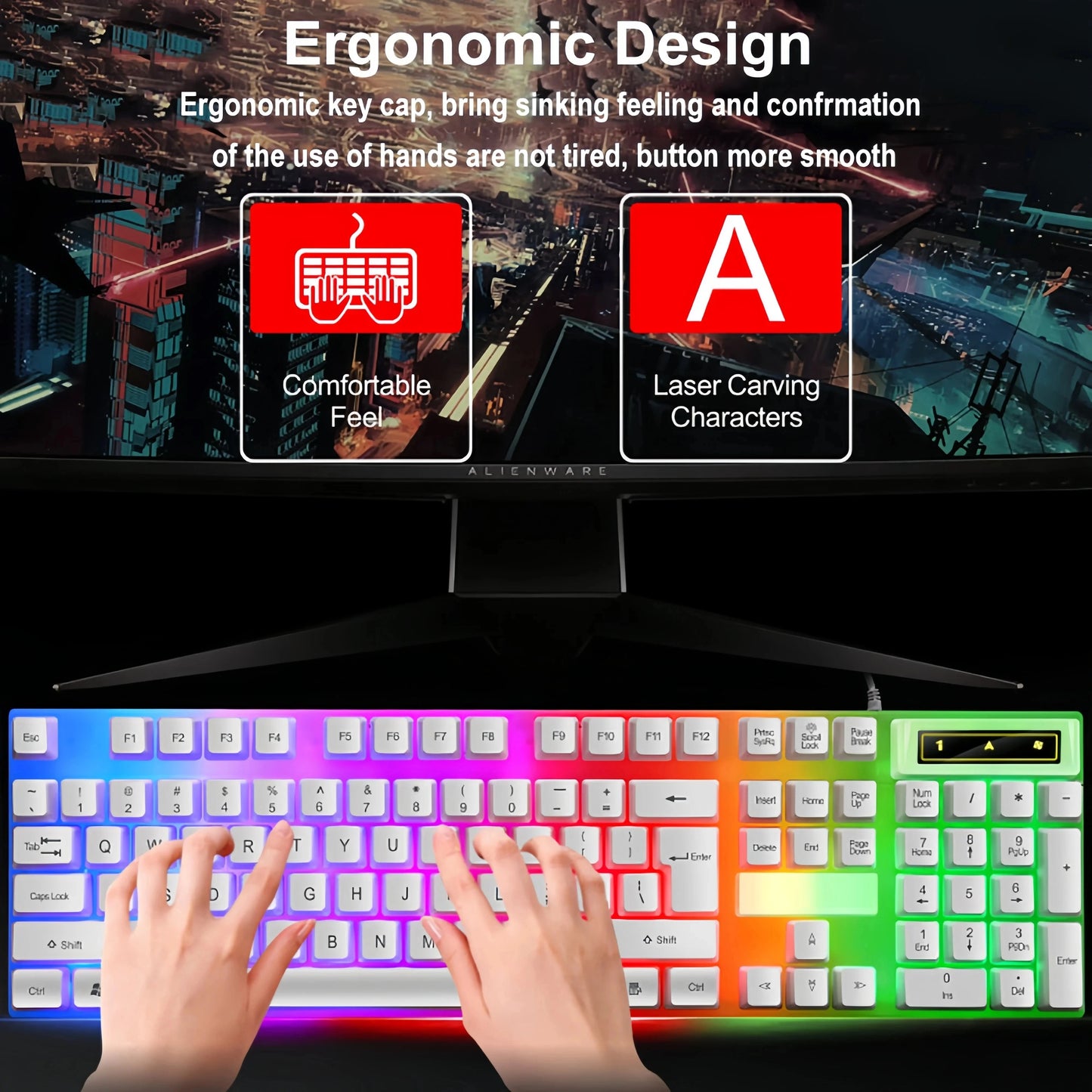 Wired Keyboard And Mouse Set USB Luminous Mechanical Keyboard Mice Set 104key Gaming Keyboard For PC Laptop Computer Game Office