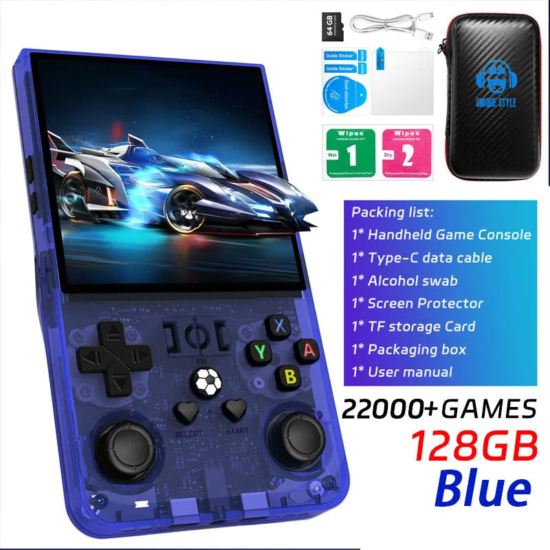 Open Source R36MAX Retro Handheld Game Console 64/128GB 4.0 Inch IPS Screen RK3326 Chip Portable Video Game Player Console Gift