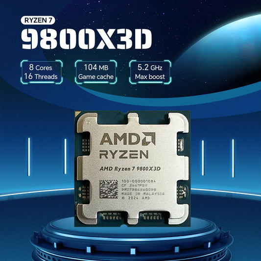 AMD Ryzen 7 9800X3D 8-Core 16-Thread 4.7GHz R7 9800X3D DDR5 Socket AM5 4NM L3=96M Processor 120W No Fan