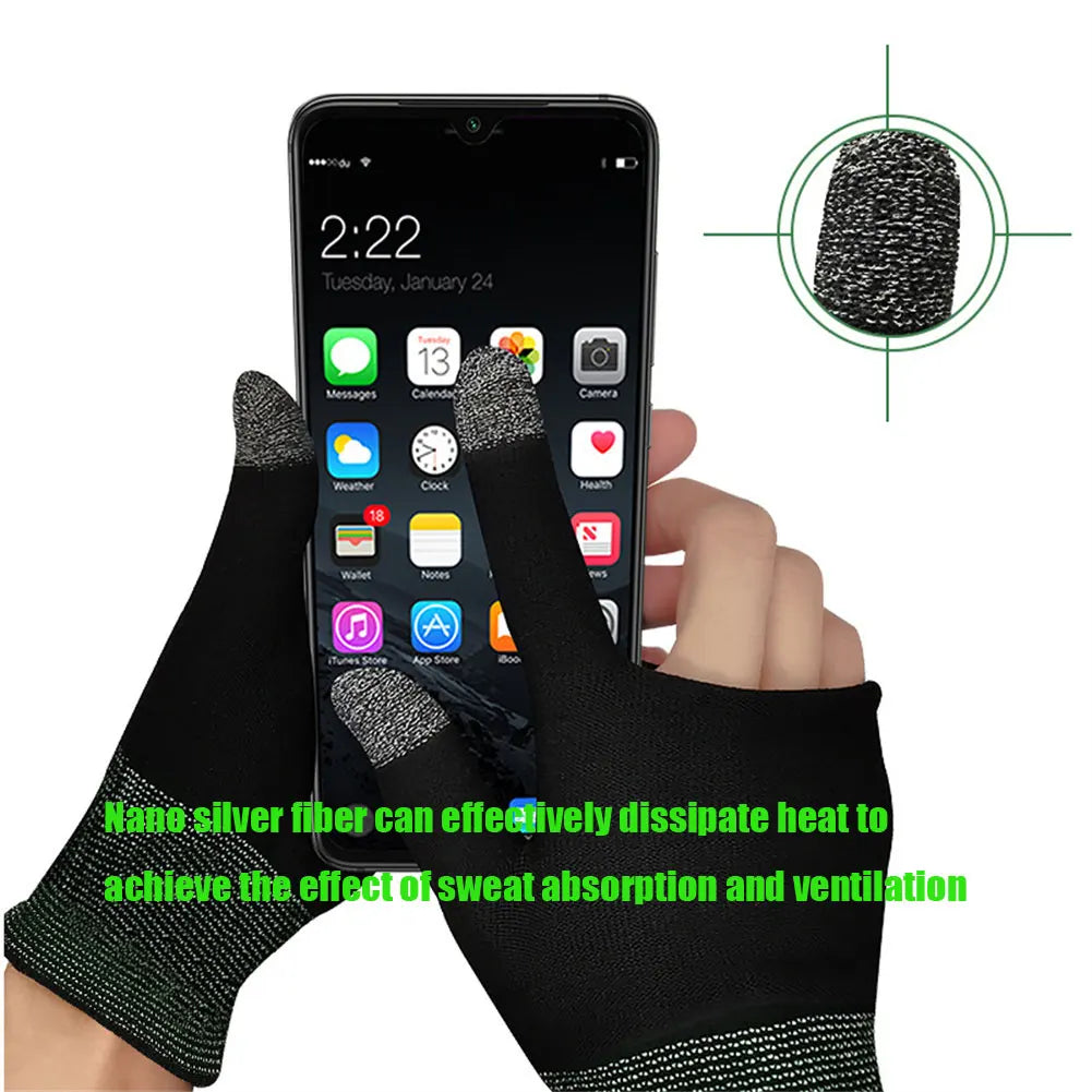 1 Pair 2-finger Gaming Gloves Breathable Anti-sweat For Pubg Gaming Eat Chicken Touch-screen Fingertips Games Accessories