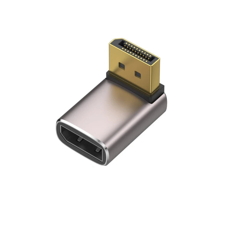 90 Degree DisplayPort1.4 Adapter Support 8K@60Hz 4K@144Hz HDR Video Alloy Shell DP Cable Extender for Desktop Computer Monitor