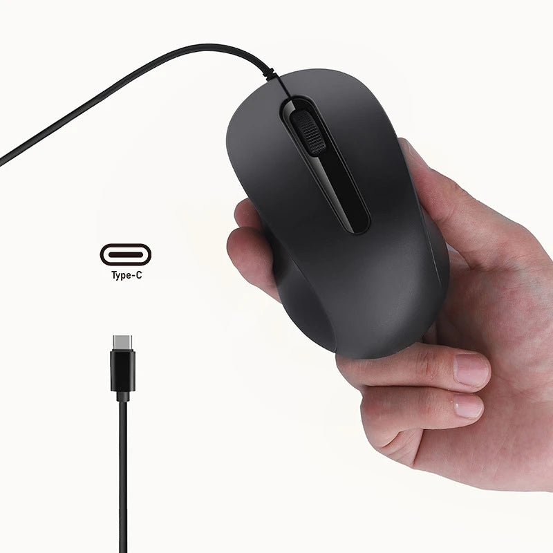 Xiaomi Type-c Wired Mouse Silent Portable Tablet Notebook Office Optical Mouse Ergonomic Design For PC Android IOS