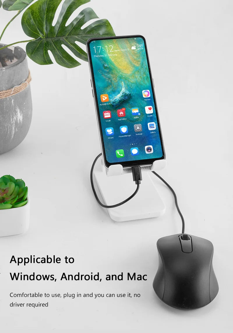 Xiaomi Type-c Wired Mouse Silent Portable Tablet Notebook Office Optical Mouse Ergonomic Design For PC Android IOS