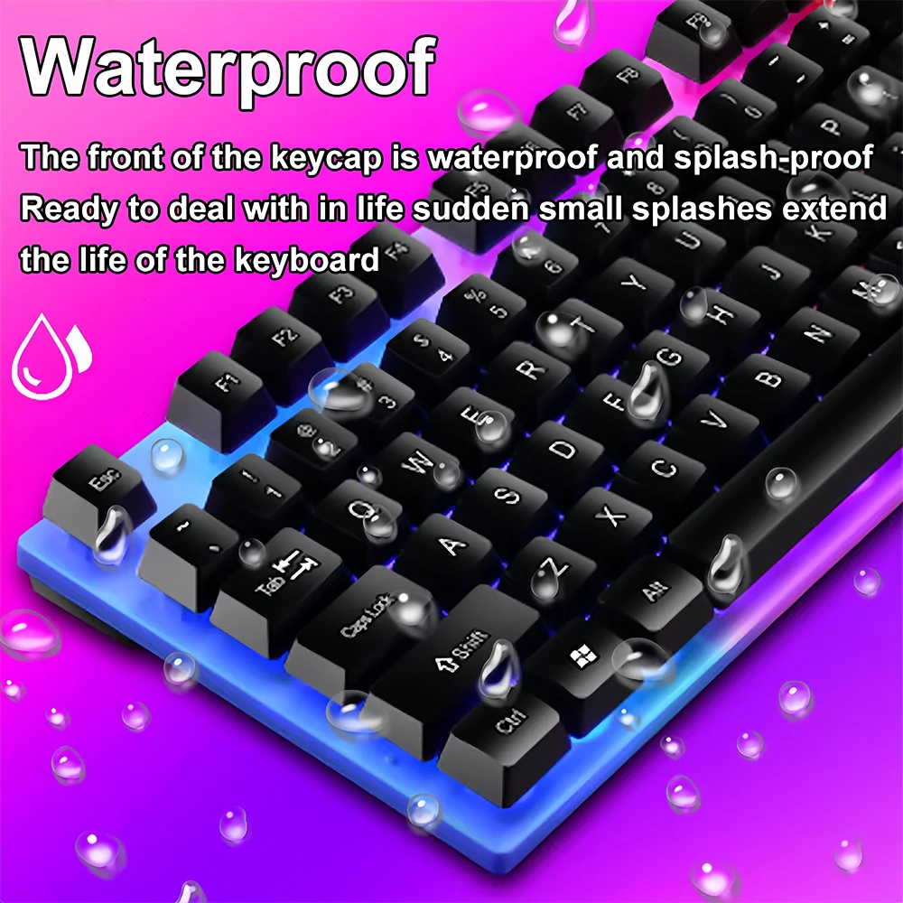 Wired Keyboard And Mouse Set USB Luminous Mechanical Keyboard Mice Set 104key Gaming Keyboard For PC Laptop Computer Game Office
