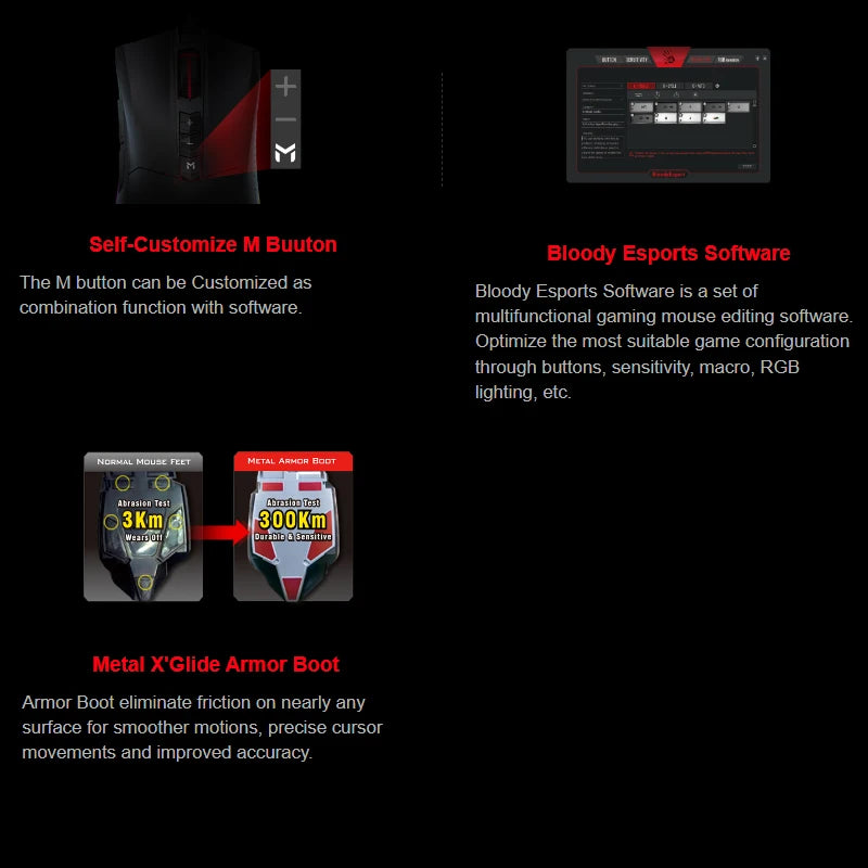 ES9 Plus Esports Gaming Mouse,15-Zone RGB Animation,8 Programmable Buttons,BC3332 Engine,Resolution: 100-10000 CPI Adjustable