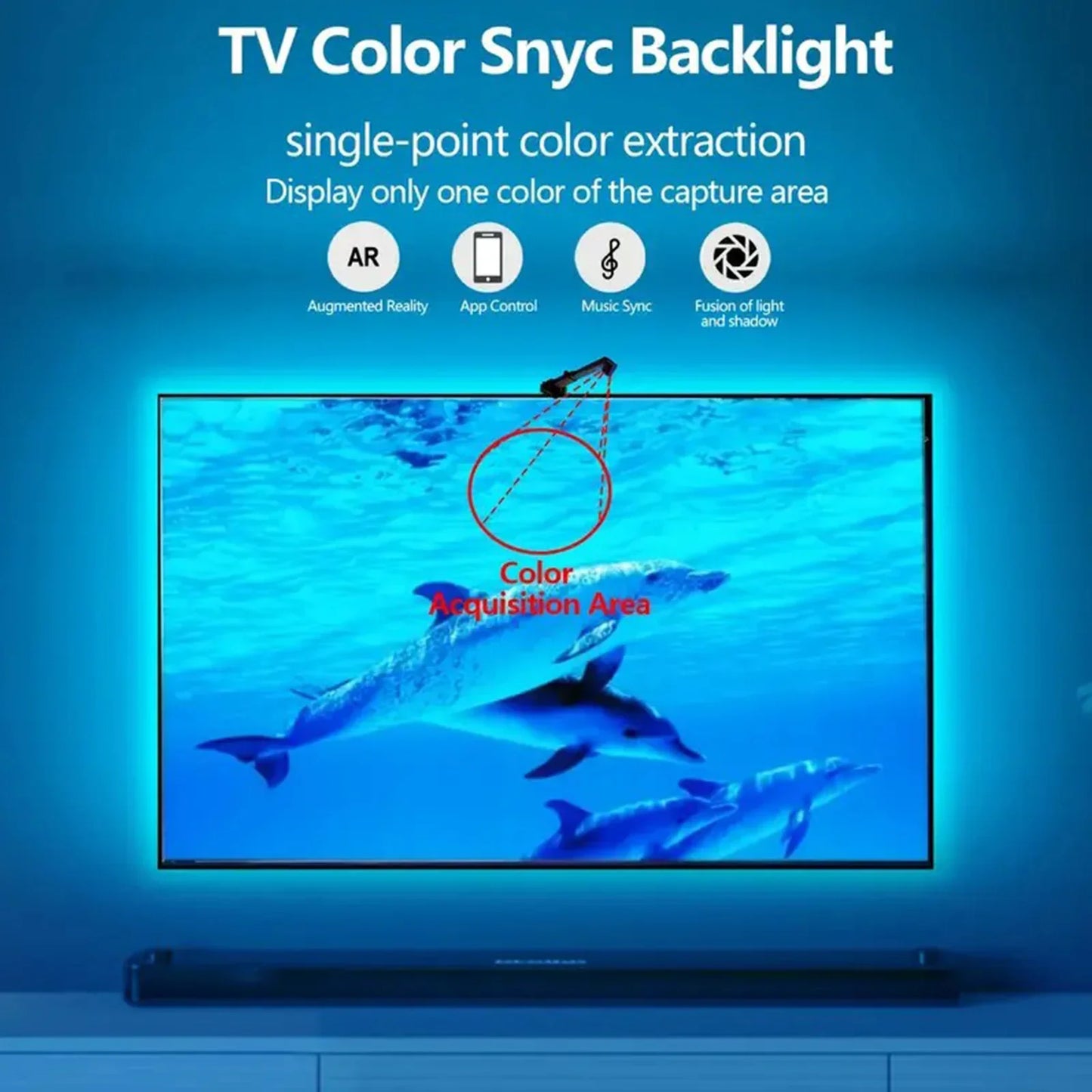 RGBIC LED TV Backlight Strip with Camera USB Powered Screen Syncs for 50-80 Inch TVs Monitors Backlight Room Ambient Lighting