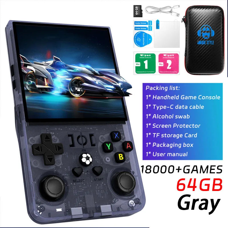Open Source R36MAX Retro Handheld Game Console 64/128GB 4.0 Inch IPS Screen RK3326 Chip Portable Video Game Player Console Gift