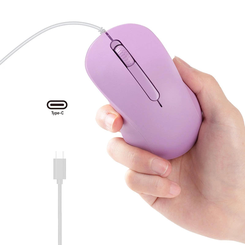 Xiaomi Type-c Wired Mouse Silent Portable Tablet Notebook Office Optical Mouse Ergonomic Design For PC Android IOS