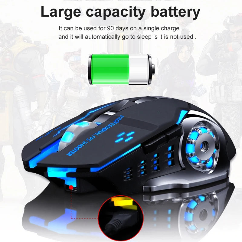 Rechargeable Wireless Mouse Gaming Computer Silent Bluetooth Mouse USB Mechanical E-Sports Backlight PC Gamer Mouse For Computer