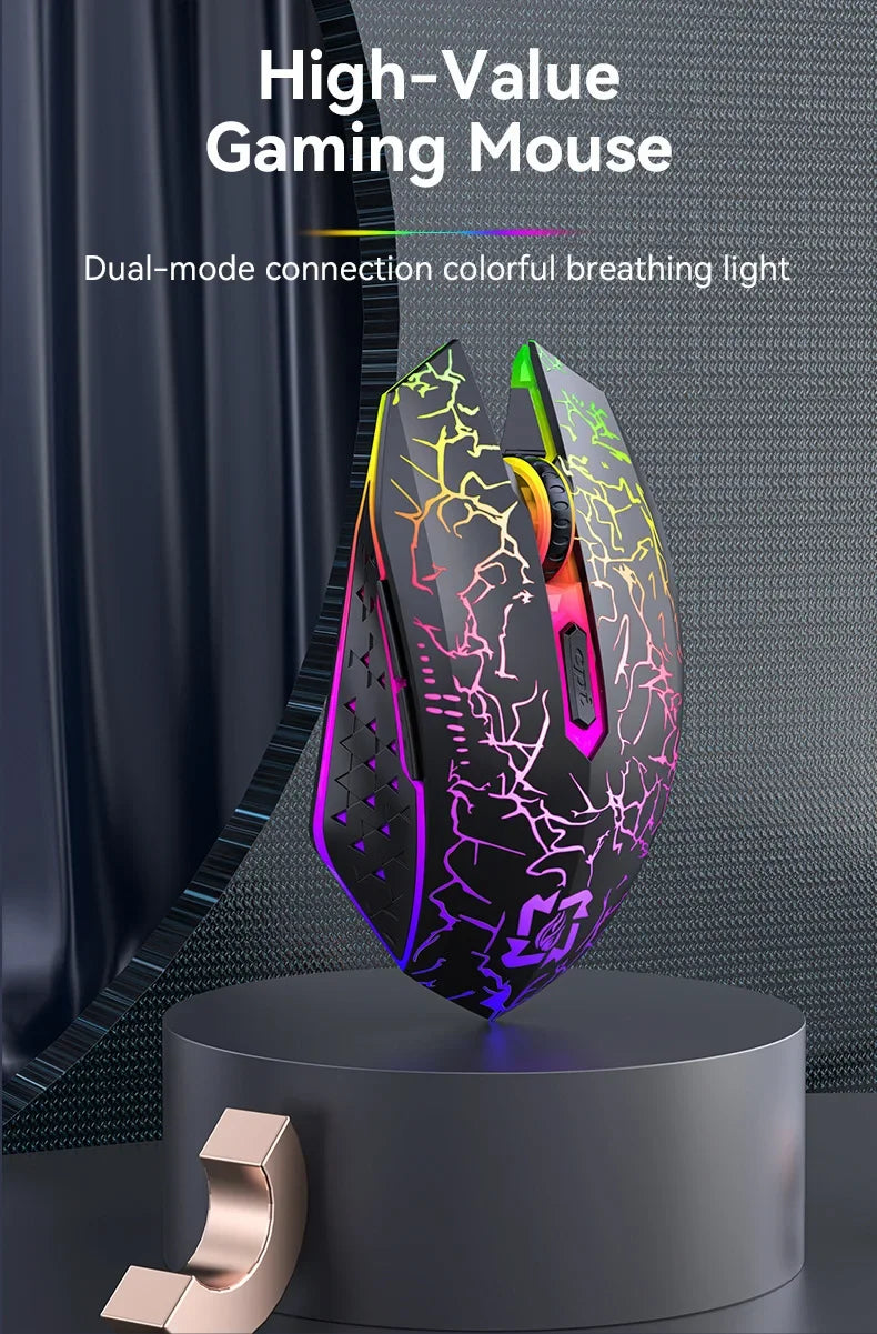 RGB Bluetooth 5.2 Mouse 2.4G Wireless Mouse 6 Buttons Dual-Mode Gaming Mouse Rechargeable Silent Mouse For MacBook Tablet Laptop