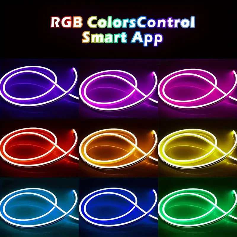 Smart RGB Neon LED Strip 1/2/3/5m Waterproof USB Neon Strip Tuya APP Remote Flexible Ribbon for DIY Neon Deocoration Lighting
