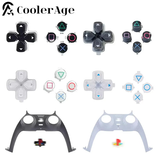 for PS5 Robot / 30th Anniversary Limited Edition Controller Replacement Color and Blue Buttons Decorative Strips