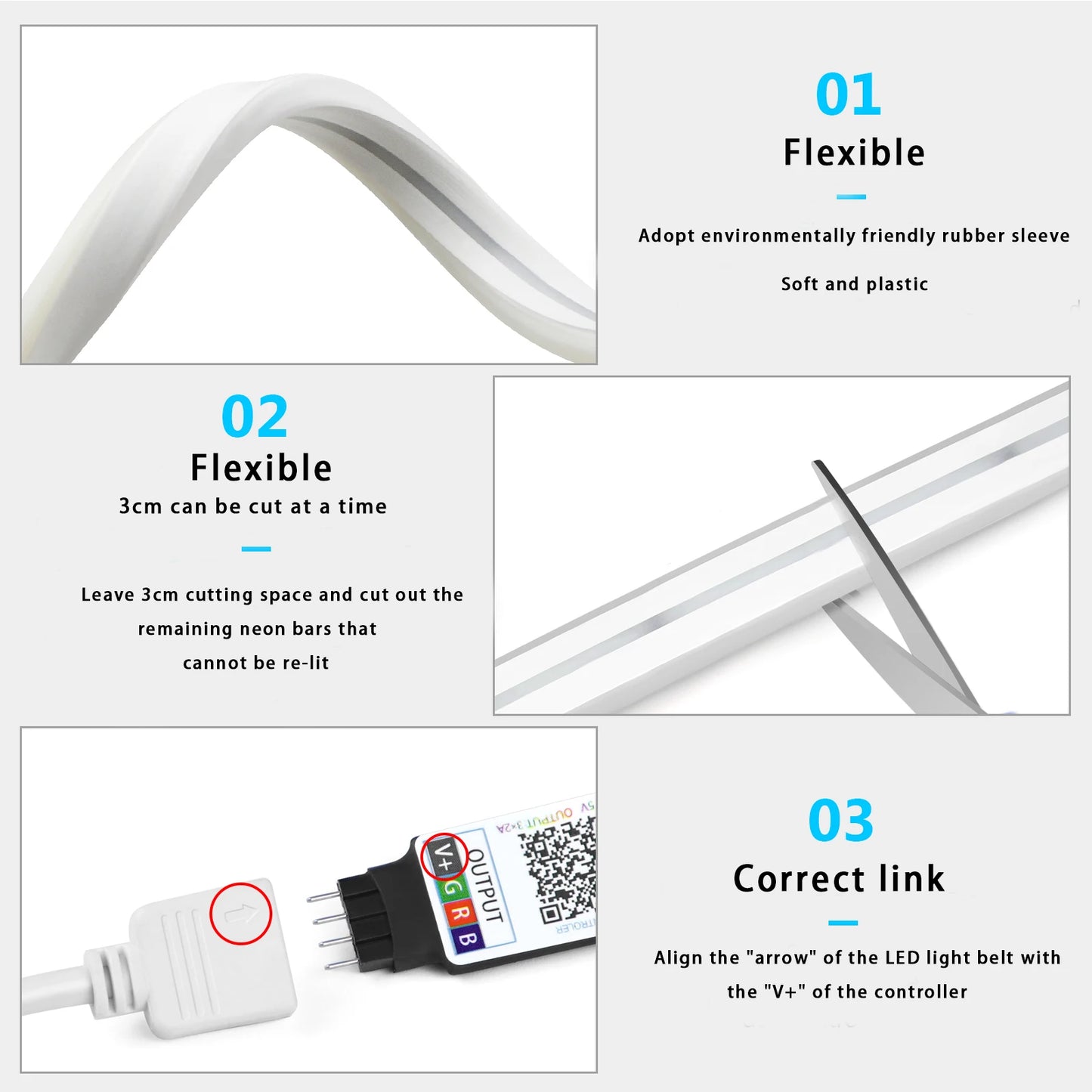 Smart RGB Neon LED Strip 1/2/3/5m Waterproof USB Neon Strip Tuya APP Remote Flexible Ribbon for DIY Neon Deocoration Lighting