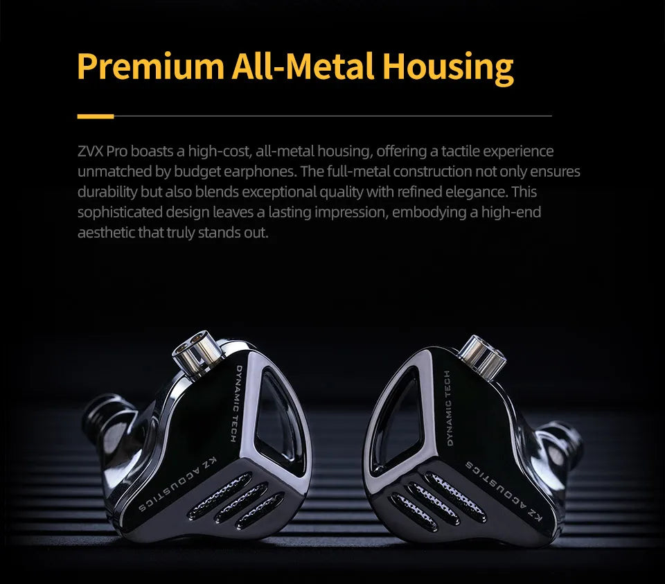 KZ ZVX Pro Earphones Dynamic HIFI Bass Earbuds in Ear Monitor Headphones Sport Noise Cancelling Headset