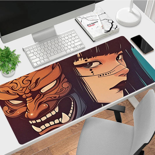 Janpanese Mask Girl Mouse Pad Non-slip Gaming Mousepad Gamer Mouse Mat Game Mechanical Keyboard XXL Desk Mat Tapis De Souris