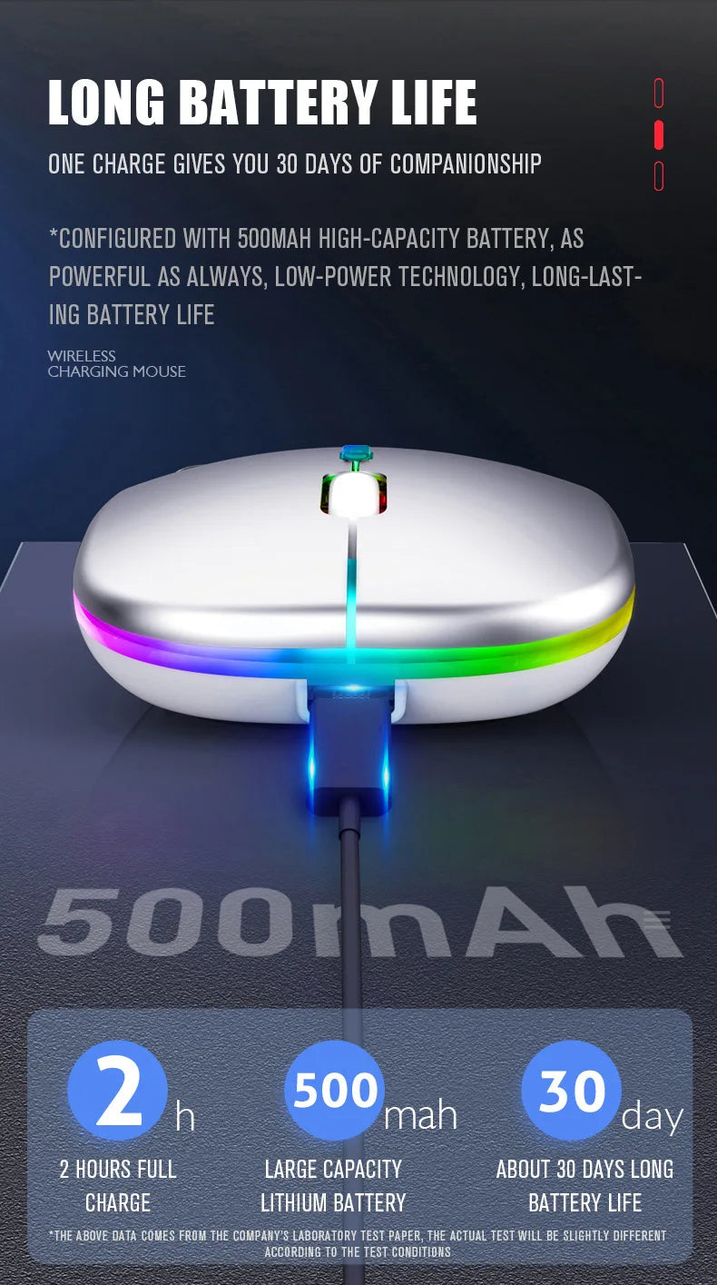Bluetooth 5.0 Wireless With USB Rechargeable RGB Mouse BT5.2 For Laptop Computer PC Macbook Gaming Mouse 2.4GHz 1600DPI