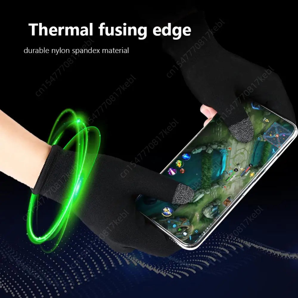 1 Pair Finger Sleeve Sweatproof Breathable Sensitive Gaming Touch Screen Fingertips Cover Thumb Gloves for PUBG Mobile Game