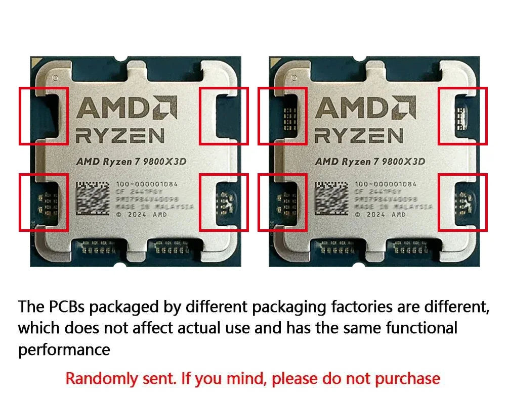 AMD Ryzen 7 9800X3D 8-Core 16-Thread 4.7GHz R7 9800X3D DDR5 Socket AM5 4NM L3=96M Processor 120W No Fan