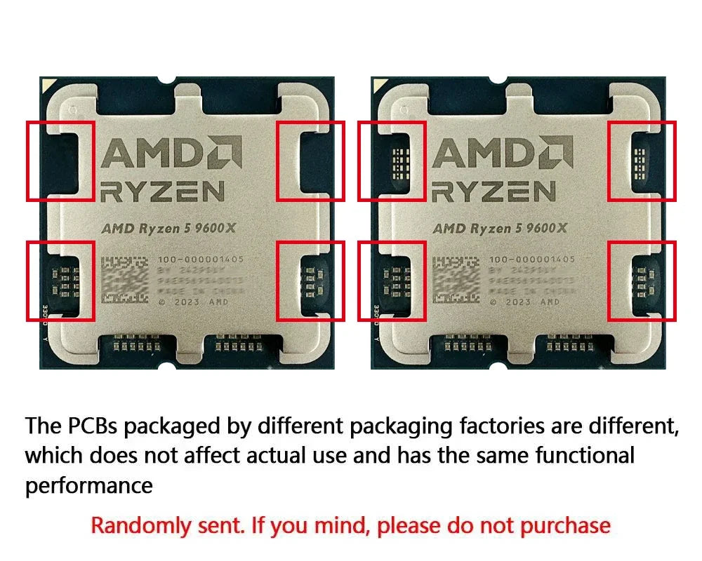 AMD Ryzen 5 9600X 5.4GHz 4NM 6-Core 12-Thread L3=32M R5 9600X Processor 65W Socket AM5 DDR5 NEW but No Fan