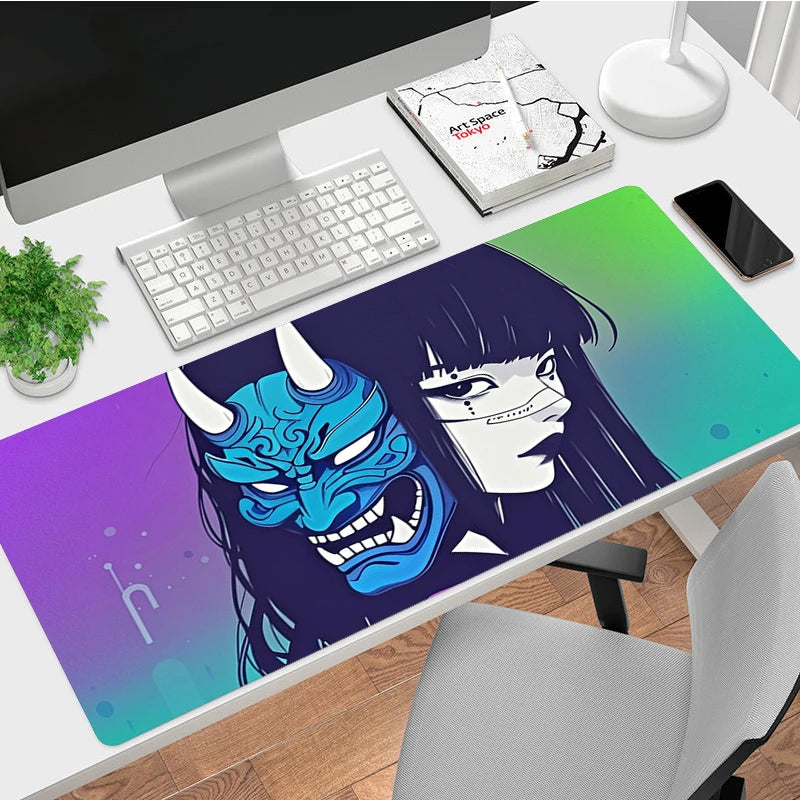 Janpanese Mask Girl Mouse Pad Non-slip Gaming Mousepad Gamer Mouse Mat Game Mechanical Keyboard XXL Desk Mat Tapis De Souris