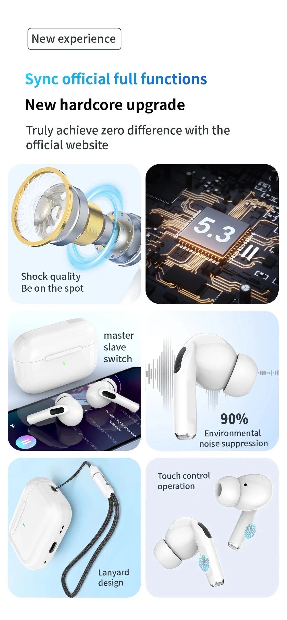 Original AIR ANC Bluetooth Earphones TWS Noise Reduction Wireless Earbuds Long battery life Pod Spatial Audio PRO With Mic