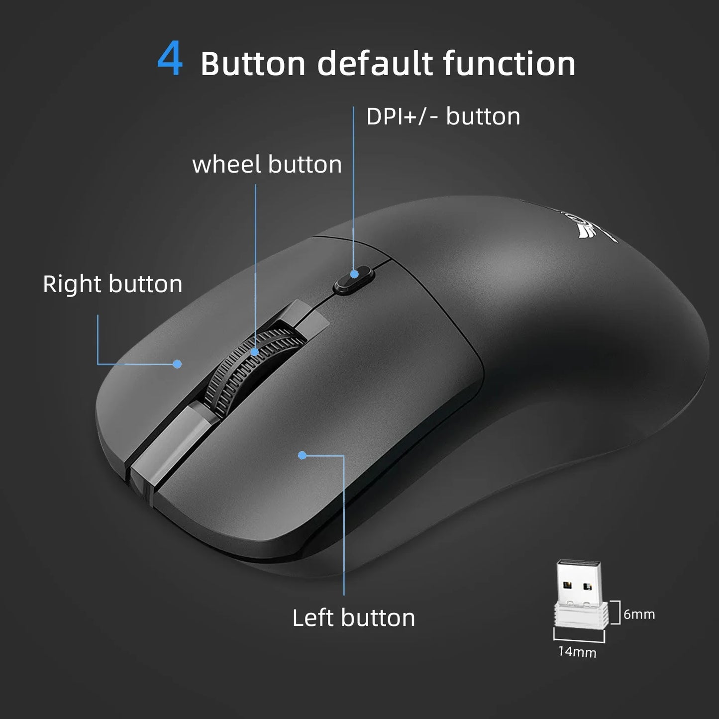 2.4G Wireless Mouse Gaming Mouse 3 Levels 1600 DPI Optical Office Mouse Ergonomic Mouse Mice for PC Computer Laptop Macbook