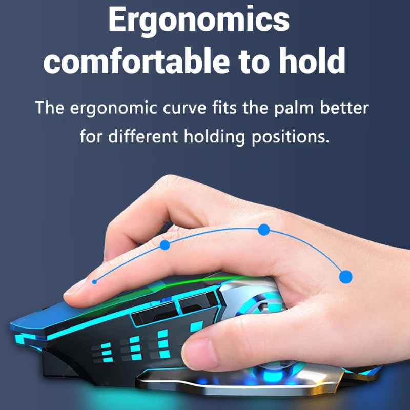 Rechargeable Wireless Mouse Gaming Computer Silent Bluetooth Mouse USB Mechanical E-Sports Backlight PC Gamer Mouse For Computer
