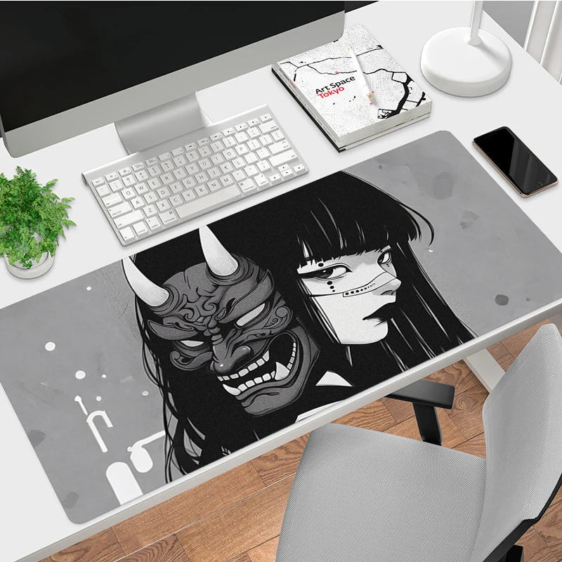 Janpanese Mask Girl Mouse Pad Non-slip Gaming Mousepad Gamer Mouse Mat Game Mechanical Keyboard XXL Desk Mat Tapis De Souris