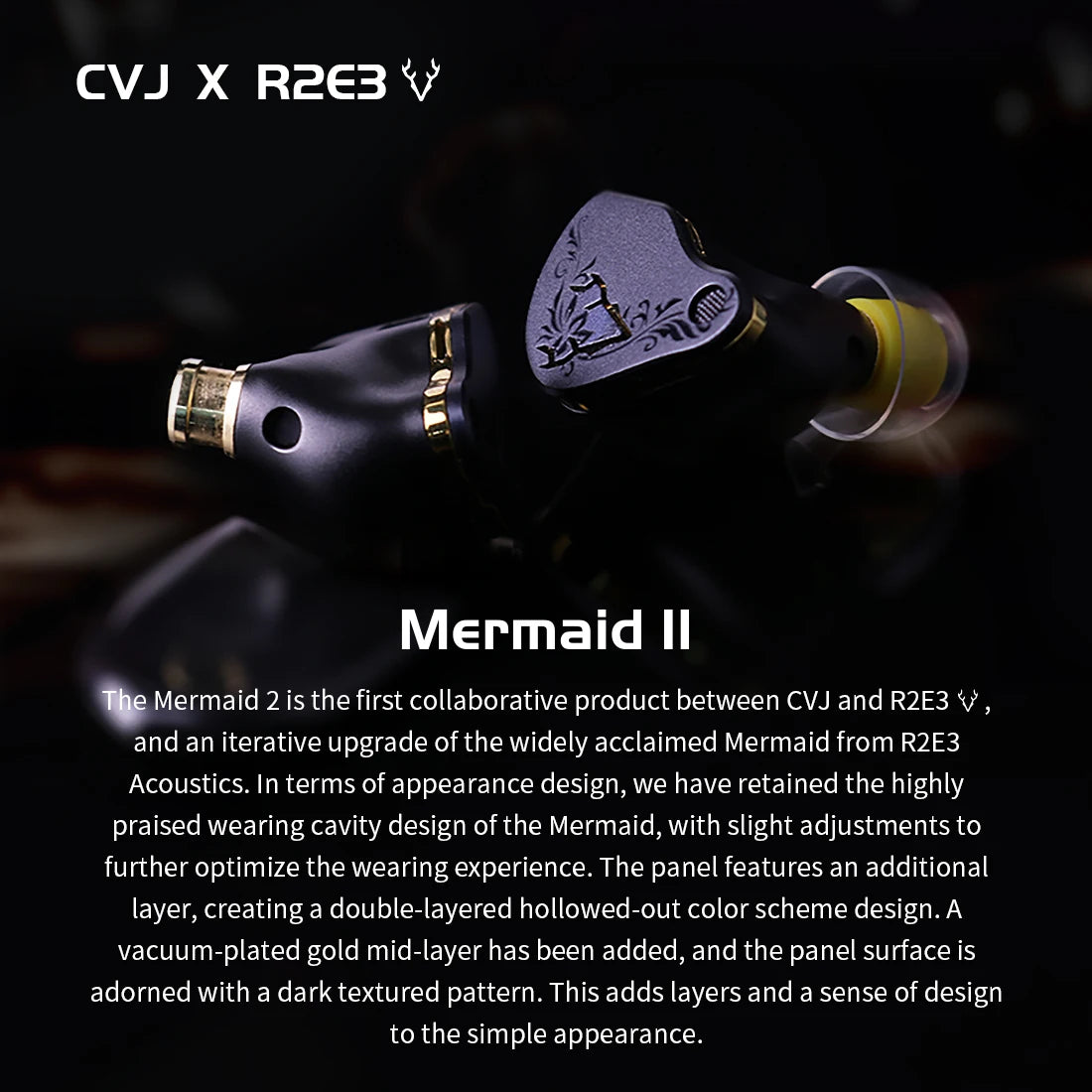 CVJ X R2E3 Mermaid 2 Earphone High Performance Dynamic Driver IEMs Interchangeable Cable in-Ear Headphone 0.78mm 2pin Detachable