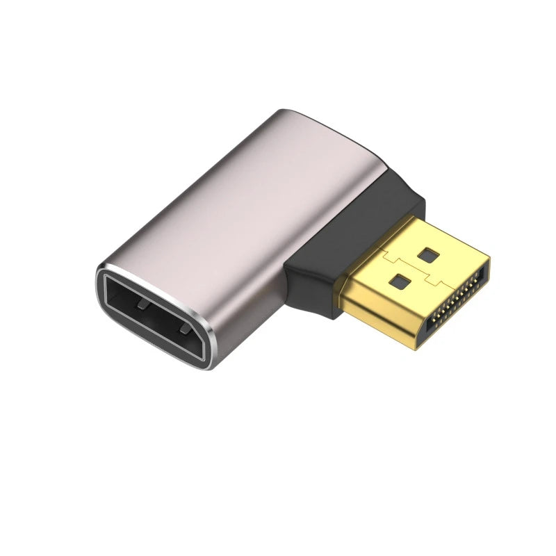 90 Degree DisplayPort1.4 Adapter Support 8K@60Hz 4K@144Hz HDR Video Alloy Shell DP Cable Extender for Desktop Computer Monitor
