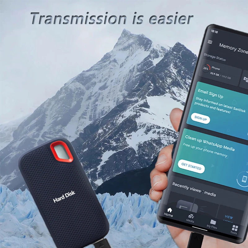 Portable SSD 2TB External Hard SSD 1TB High-speed External Solid State Drive 256TB Mass Storge Hard Disk for Laptop/PC/MAC/Phone