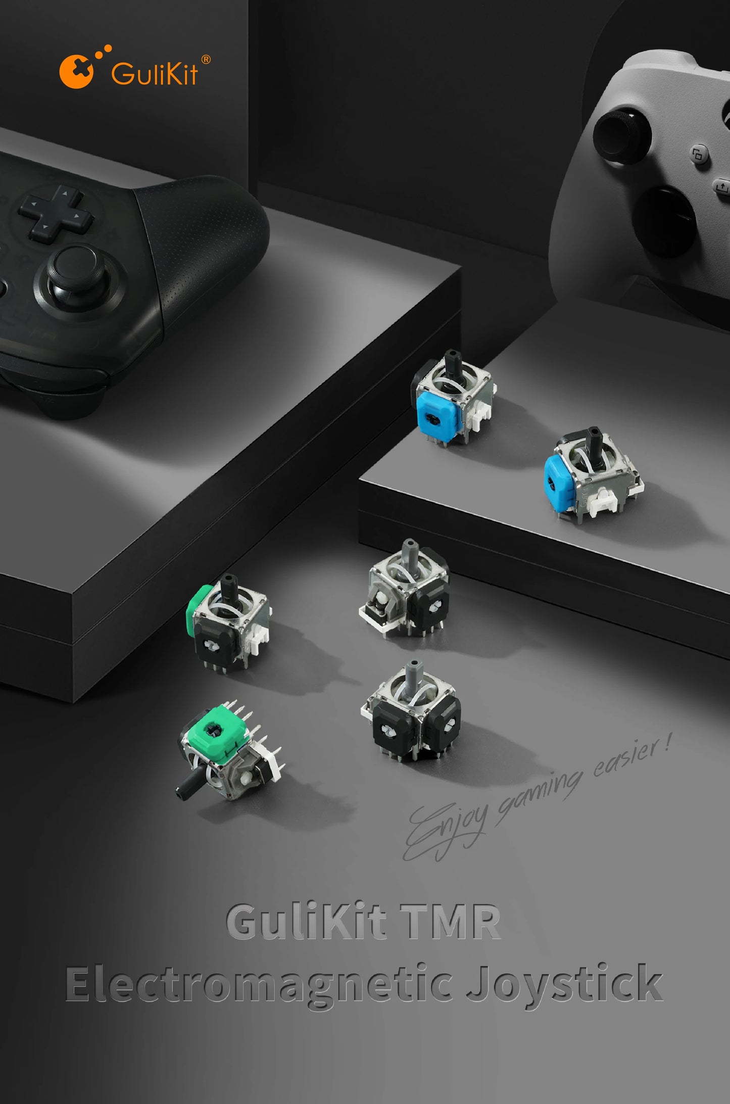 GuliKit TMR Electromagnetic Joystick with Stick Cap for PS4 PS5/PS5 Edge Gamepad for Switch Pro Xbox Series Controller Repair