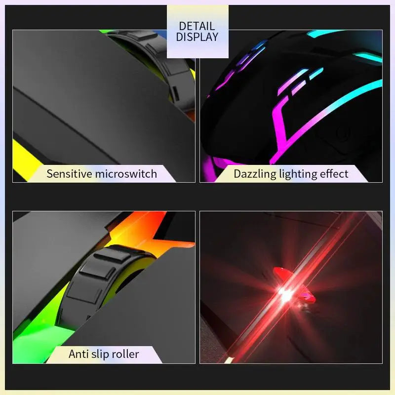 USB Wired Gaming Mouse LED Luminous Backlit Mouse 3D Ergonomic Adjustable Optical Mice for PC Gamer Computer Desktop