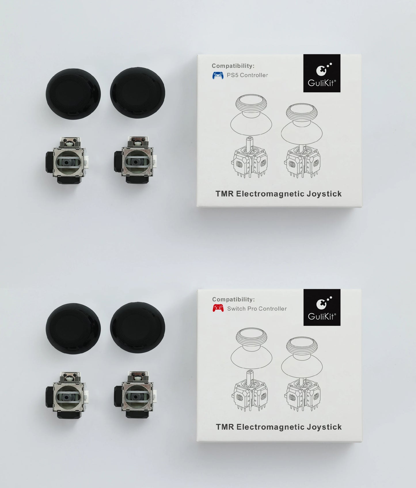 GuliKit TMR Electromagnetic Joystick with Stick Cap for PS4 PS5/PS5 Edge Gamepad for Switch Pro Xbox Series Controller Repair