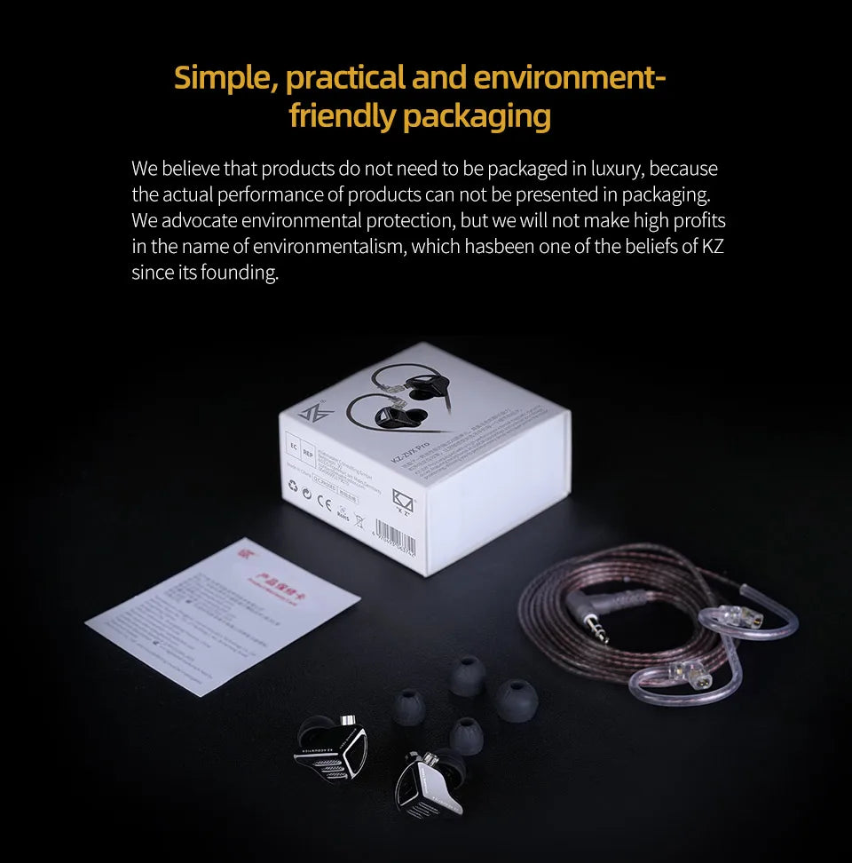 KZ ZVX Pro Earphones Dynamic HIFI Bass Earbuds in Ear Monitor Headphones Sport Noise Cancelling Headset