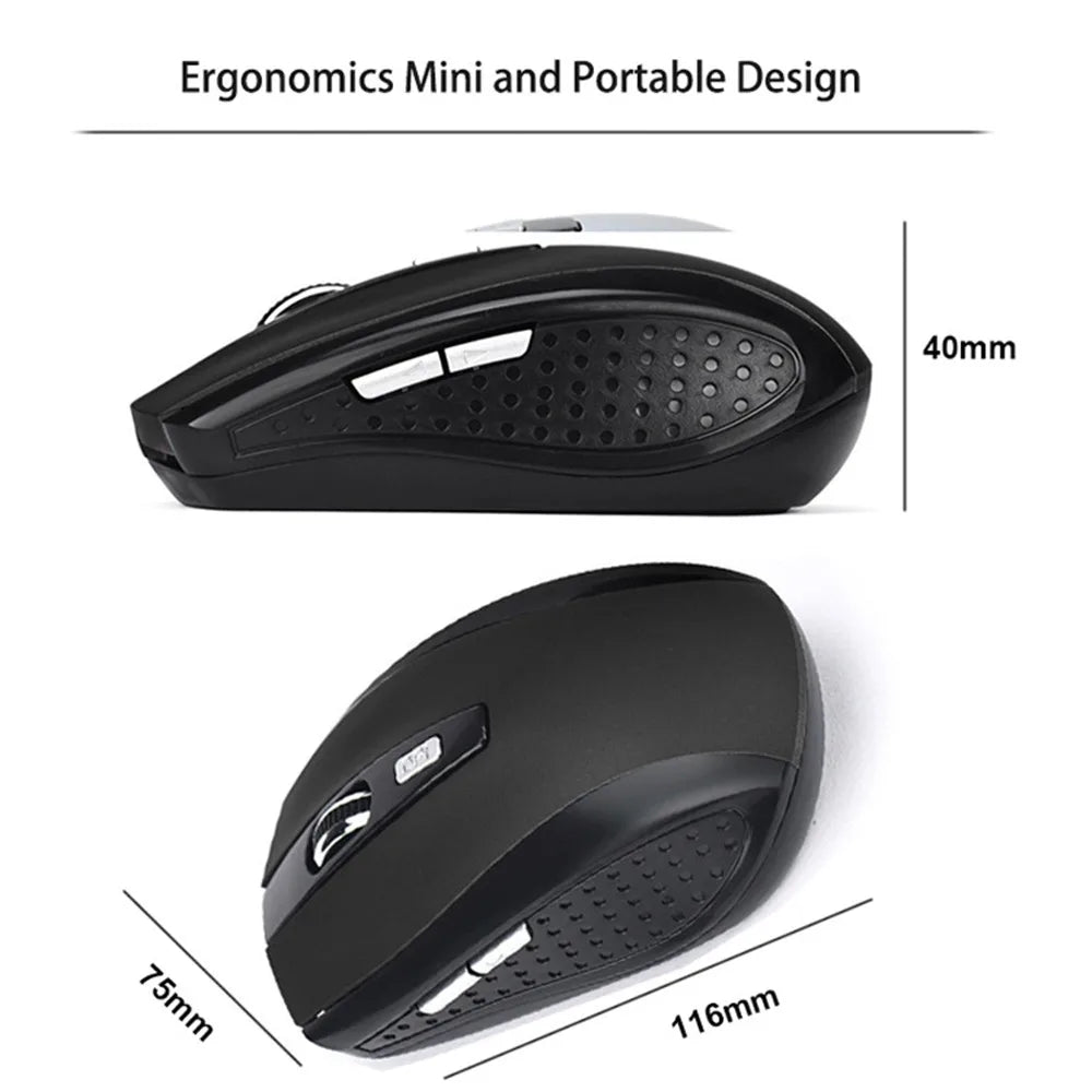 2.4G USB 1600DPI Optical Wireless Mouse 6D for Computer Laptop Gaming Mice Ergonomically-designed Wireless Mouse