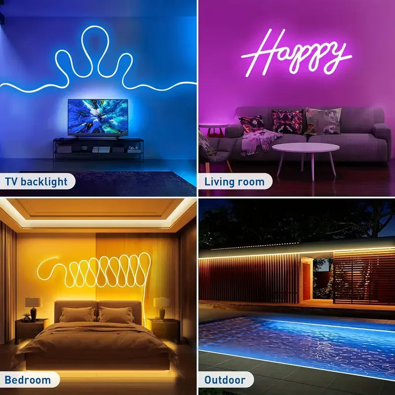 Smart RGB Neon LED Strip 1/2/3/5m Waterproof USB Neon Strip Tuya APP Remote Flexible Ribbon for DIY Neon Deocoration Lighting