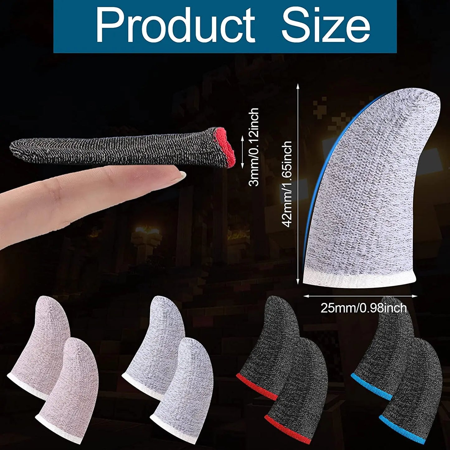 Mobile Game Controller Finger Sleeve Sets,Anti-Sweat Breathable Touchscreen Finger Sleeve for PUBG/Mobile Legends/Knives Out*10
