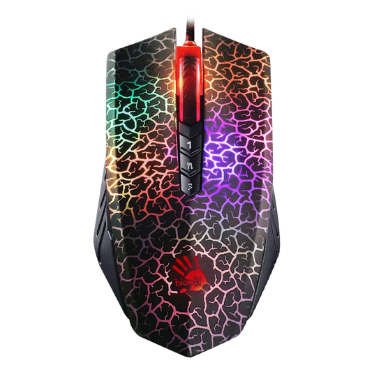 A70 Bloody Light Strike Black Gaming Mouse, 100-6200 CPI Adjustable, 6 Sniper Modes, Durable X Glide Metal Armor Boot