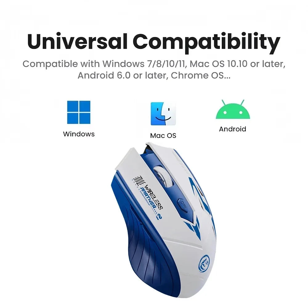 Bluetooth 5.4 Wireless Mouse 6 Buttons Gaming Mouse 2.4G Dual-Mode Mouse 1600DPI Rechargeable Office Mice for PC Laptop Macbook