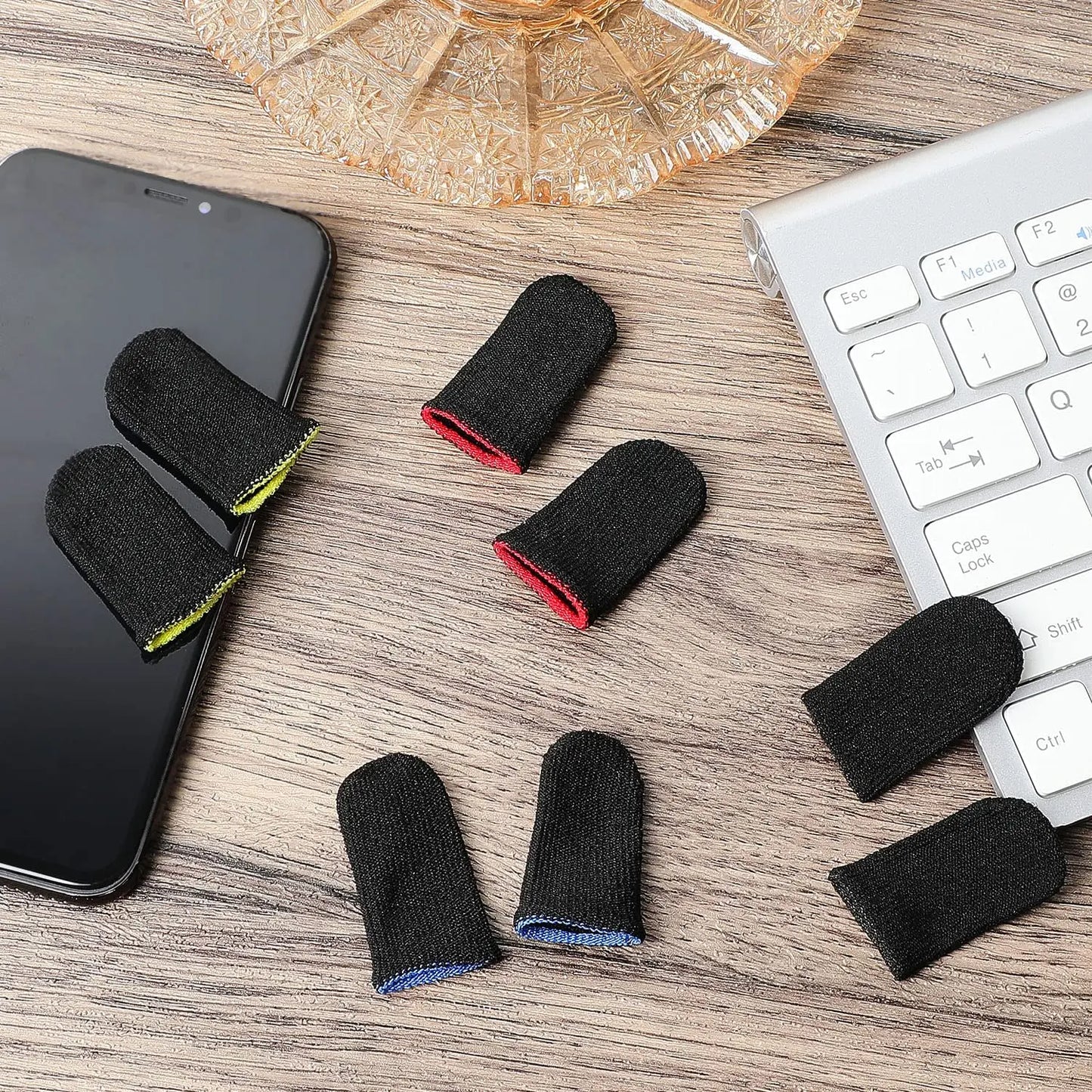 Mobile Game Controller Finger Sleeve Sets,Anti-Sweat Breathable Touchscreen Finger Sleeve for PUBG/Mobile Legends/Knives Out*10