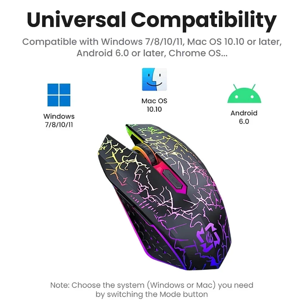 RGB Bluetooth 5.2 Mouse 2.4G Wireless Mouse 6 Buttons Dual-Mode Gaming Mouse Rechargeable Silent Mouse For MacBook Tablet Laptop