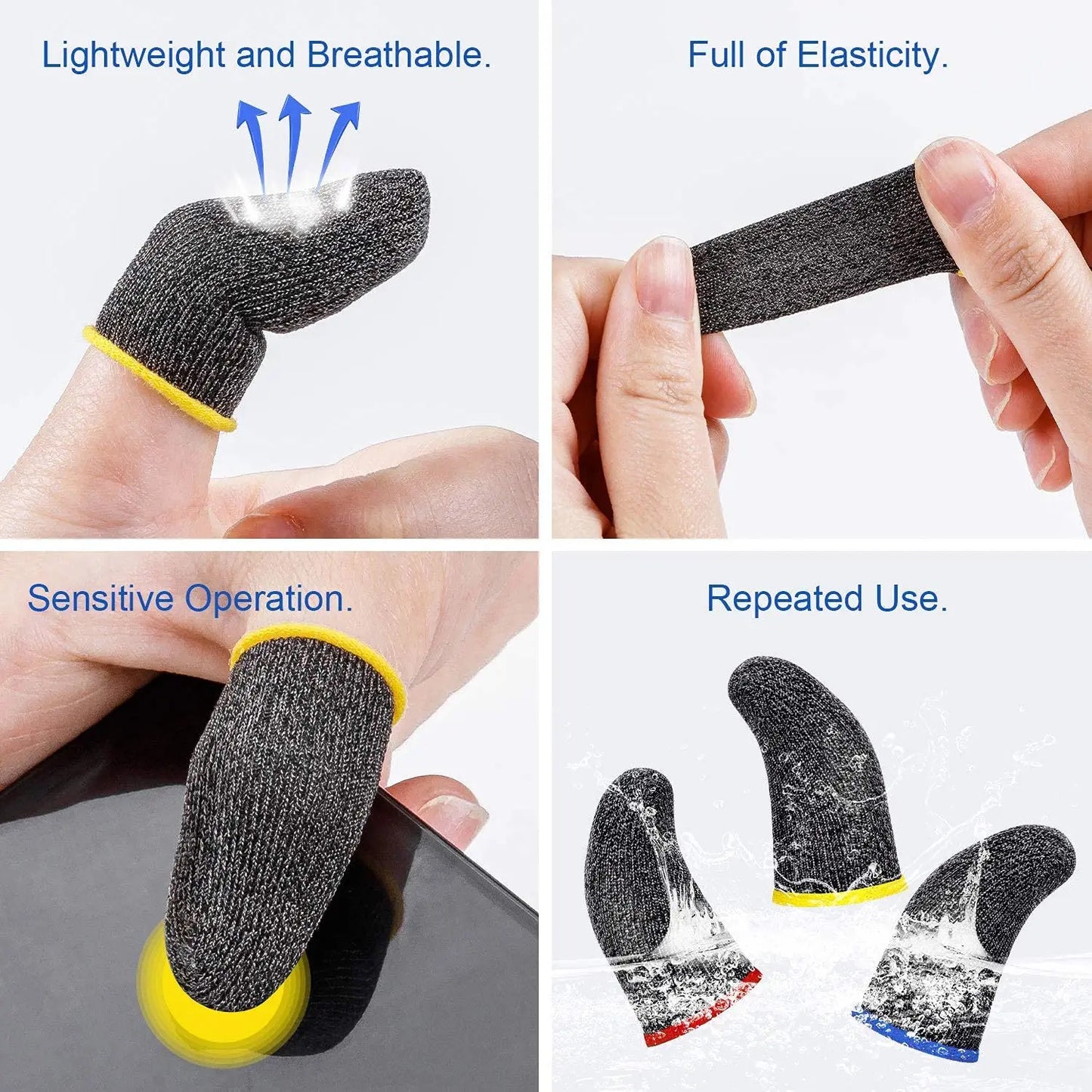 Mobile Game Controller Finger Sleeve Sets,Anti-Sweat Breathable Touchscreen Finger Sleeve for PUBG/Mobile Legends/Knives Out*10