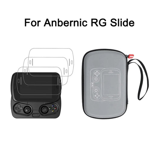Portable Carrying Case For Anbernic RG Slide Tempered Glass Screen Protector Hand Bag Protective Shell Storage Bag For RG Slide