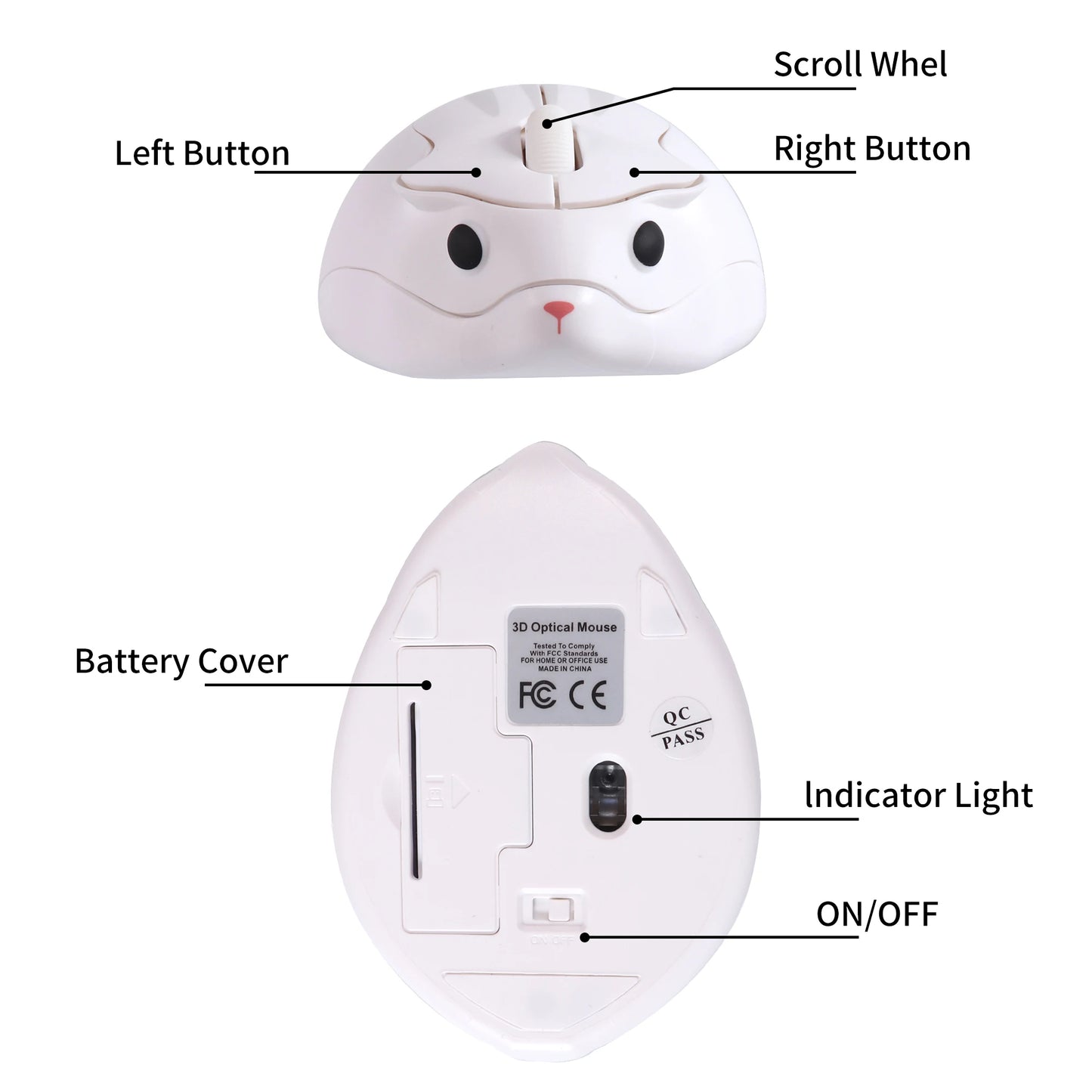 New Cute 2.4G Wireless Mouse Ergonomic Optical USB Mice Kawaii Cartoon Hamster Mouse For PC Laptop Tablet Computer Kids Gift