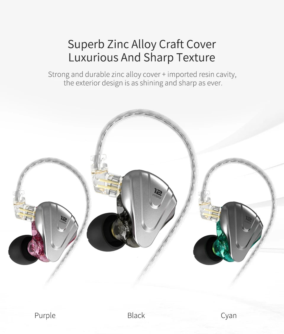 KZ ZSX Terminator Metal Headphones 5BA + 1DD Hybrid 12-driver HIFI Bass headphones In-ear monitoring and cancellation