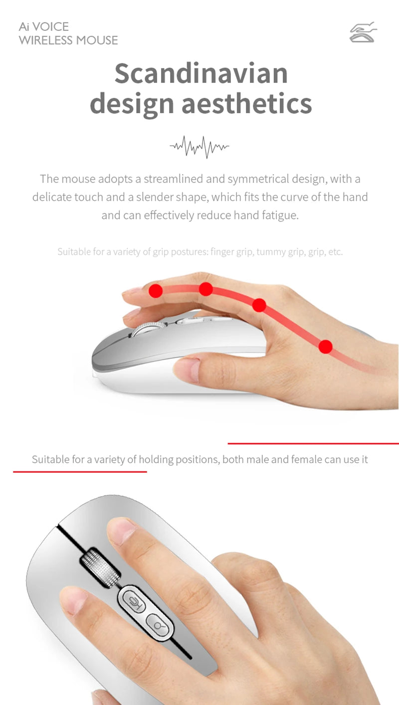 Xiaomi Wireless Mouse AI Intelligent Voice Mouse 2.4G Dual-mode With Voice-activated Typing Silent Rechargeable Bluetooth Mouse