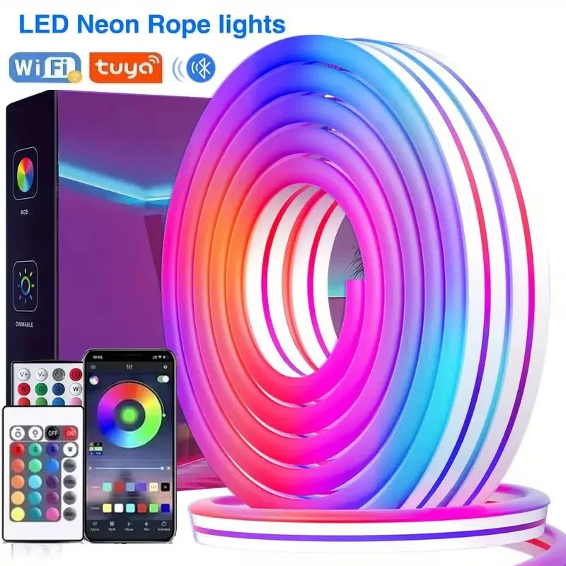 5V Usb Rgb Neon Led Strip 1M 2M 3M 5M Ip65 Rgb Neon Lamp Tape With Tuya Wif Bluetooth App And Remote For Diy Neon Deocoration