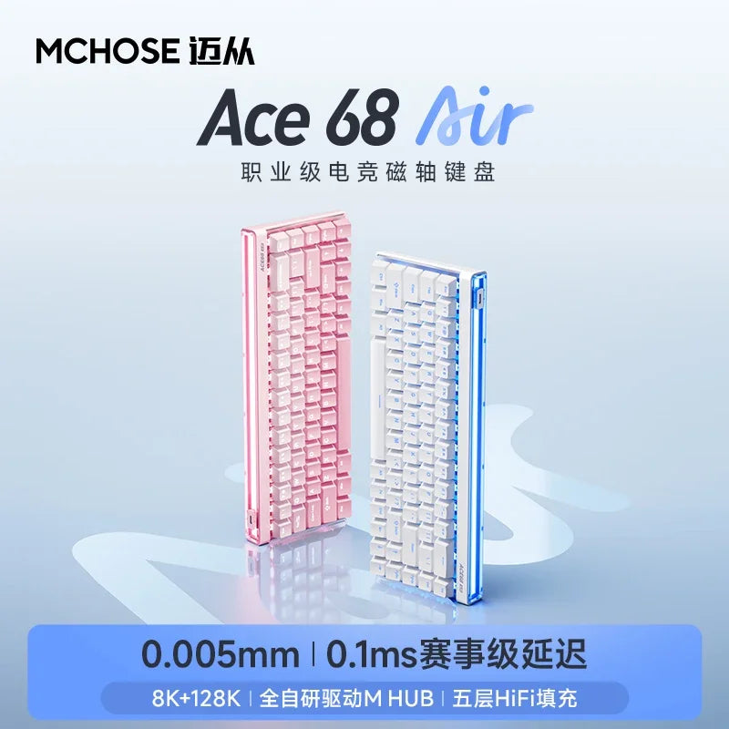 MCHOSE Ace 68 Air Magnetic Switch Keyboard Wired 8k Return Rgb Backlight 68 Keys Customized Mechanical Keyboard Pc Accessories